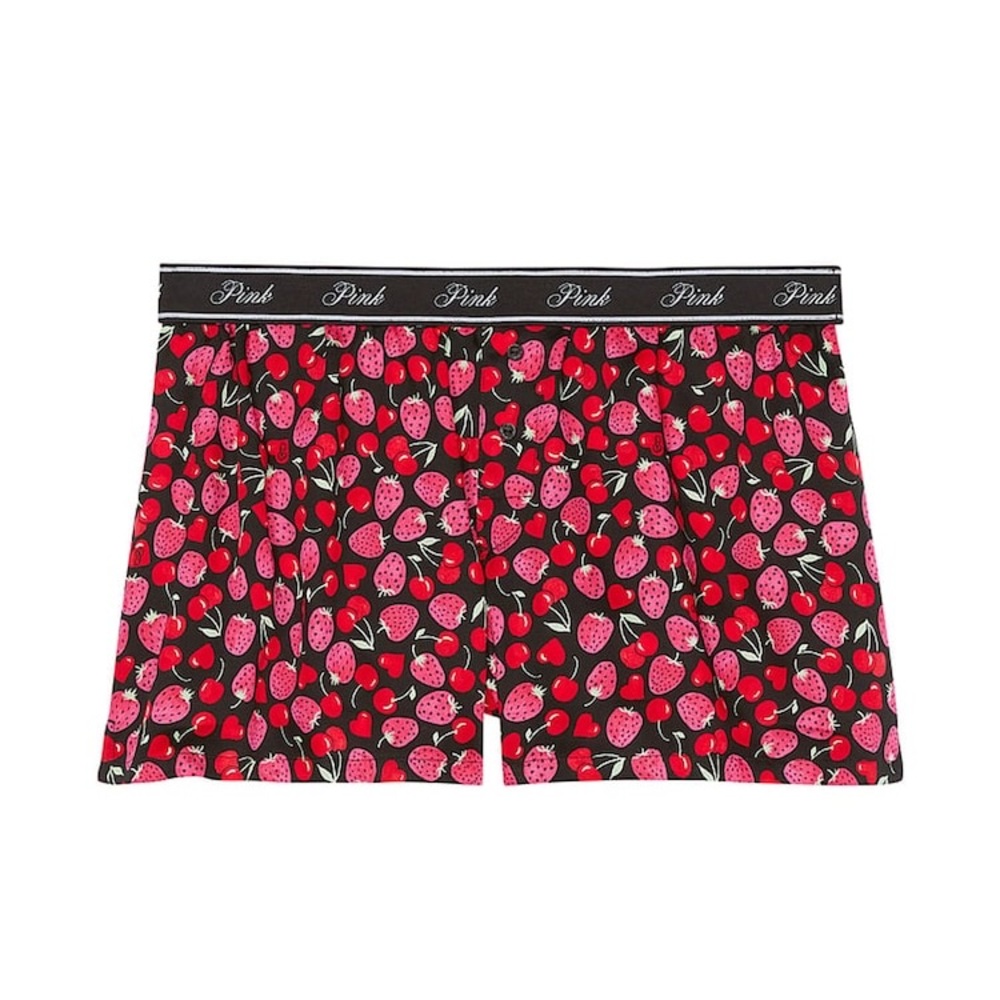 Victoria’s Secret PINK Black Fruit Cherry Strawberry Pajama Sleep Shorts Small